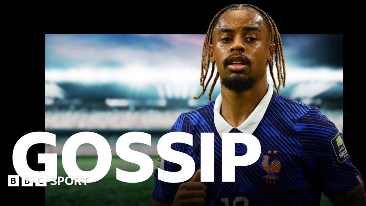 BBC Sport Gossip graphic featuring an image of Bradley Barcola playing for France