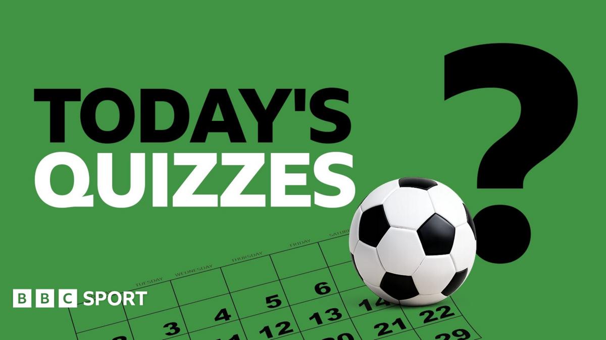 Graphic saying Today's quizzes on a green background next to a football, calendar and question mark.