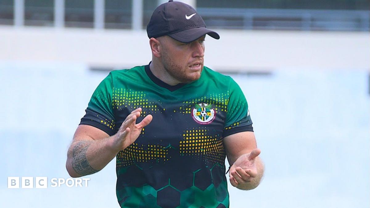 Kurt Herd at a training session with the Dominica national side